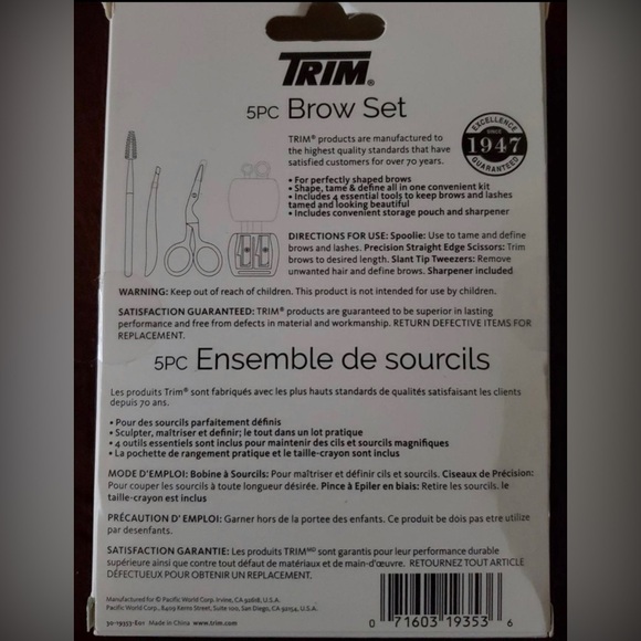 Trim Brow Set Rose Quartz Tweezers Brush Scissors Sharpeners Shape Brows - Picture 2 of 2